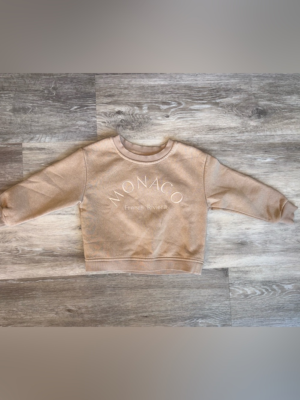 Gb Girls Monaco French Riviera Embroidered Crewneck- Taupe